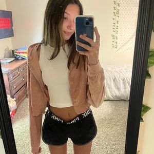 cropped zip up jacket with bedazzled detailing